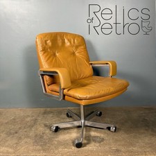 Sedia ufficio André Vandenbeuck per Arflex stile pelle marrone cognac metà secolo