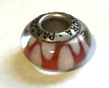 Autentico Charm Pandora in Vetro di Murano 925 - Rosso e Bianco