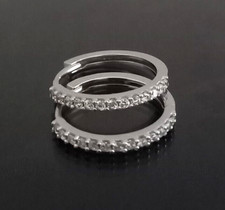 ORECCHINI IN ORO BIANCO 18 CT 750 E ZIRCONI MADE IN ITALY DIAMETRO INTERNO 13 MM