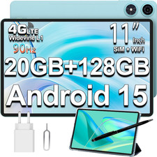 Tablet P50 11" 90Hz Android 15, 20GB+128GB, 4G LTE/5G WiFi, Penna+Custodia, 7000