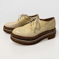 Scarpe Jeffrey Campbell Jagger donna crema vernice pelle plateau taglia 9M