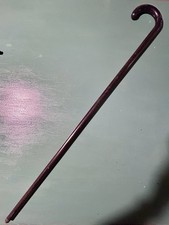 Antico Bastone Da Passeggio In Legno Con Manico Lavorato Con Inserti D’argento 