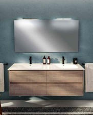 MOBILE BAGNO CLEVER 141 GLOBAL TRADE DOPPIO LAVABO CONSOLLE IN RESINA E SPECCHIO