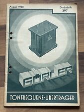 Microfono Görler Claravox - opuscolo trasmettitore frequenza audio - DS 397/1938