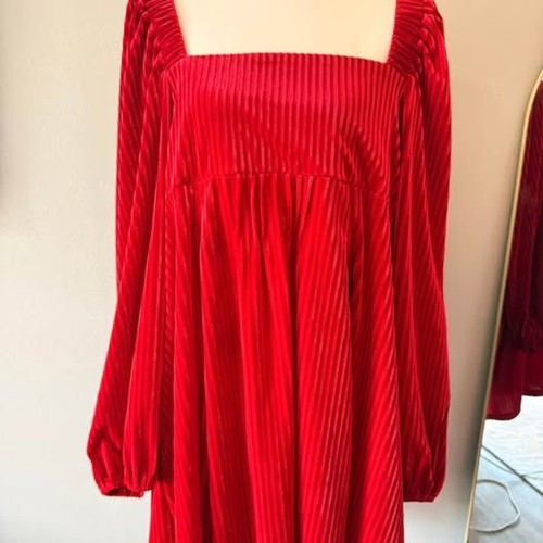 Abito rosso righe velluto - a,