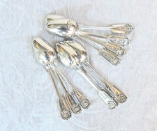 Dieci cucchiaini da tè dessert placcati argento 1892 Elkington filo violino conchiglia 15 cm