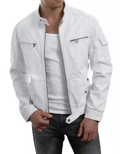 Giacca pelle bianca - pelle, uomo