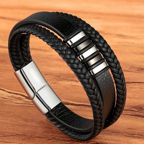 Bracciale pelle intrecciata - pelle,
