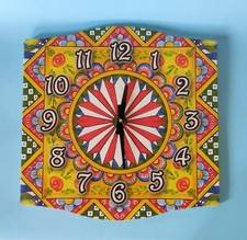 Orologio da Parete Stile Siciliano Carretti Decorazioni Finto Legno