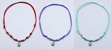 Collana choker cordino cerato colorato pendente stella marina argentata donna