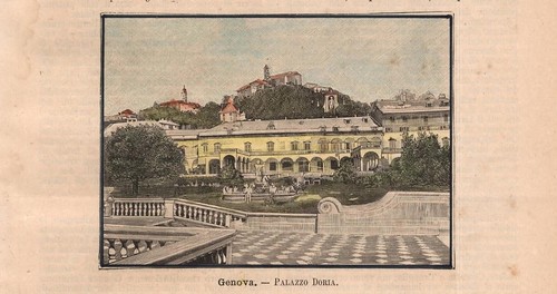 Stampa antica genova veduta - stampa,
