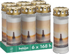 Lumino Funerale – Bianco – 6 Pezzi – Faro – Lunghezza Durata 168 Ore – Candela F