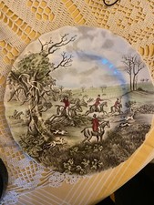 Piatto decorato ceramica inglese Tally Ho,'The Jump', Johnson Bros num. 196o ca