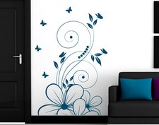 Adesivi Murali Floreale Con Farfalle Adesivo Murale Wall Stickers Fiori Farfalle