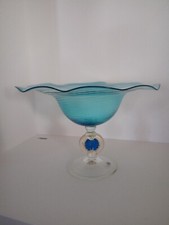 Alzatina  in vetro di Murano azzurra 