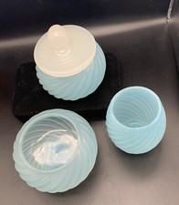 Set comò 4 pezzi vetro artistico di Murano anni 50 Seguso spirale a costine Lt vortice blu