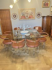 Tavolo Design Anni 70 Con 8 Sedie In Cristallo E Plexiglass