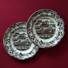 Coppia di antichi piatti inglesi con paesaggio cinese - metà '800 (cod. 362)