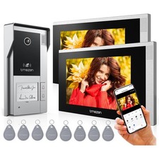 Videocitofono Wifi 4 Fili Kit Smart Bifamiliare,7'' IP Monitor Touchscreen Con 1