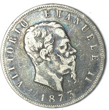 1873 M BN Italy 5 Five Lire