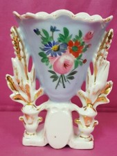 Piccolo Vaso porcellana fiori Francia Luigi Filippo  Sec. XIX h. cm  16 M13  ^