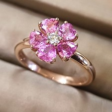 Anello fiore con ZAFFIRI ROSA