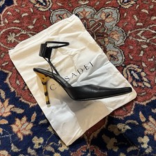 Casadei Black Kid Leather Bamboo Heel Pumps – Size EU 38.5
