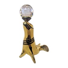 Statua dorata foca ottone 24k