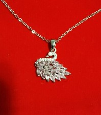 Collana con ciondolo Cigno con strass Catenina colore Argento 40+5 cm. + omaggio