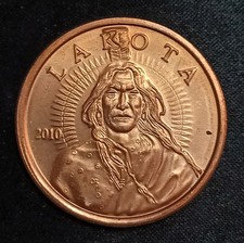 ESTADOS UNIDOS, LAKOTA CABALLO LOCO, 1 ONZA ADVP 999 COBRE, AÑO 2010