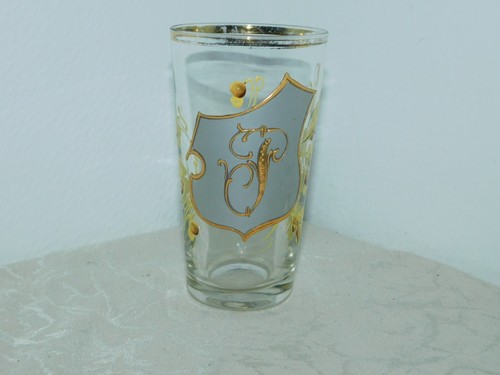 Vaso vetro con - con, lettere