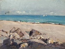 Giuseppe Casciaro (Fatto a mano) Dipinto olio su tela 16x24 in Paesaggio..