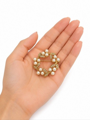 Spilla corona strass perle
