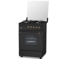 CUCINA A GAS 60 4 FUOCHI E FORNO ELETTRICO NERO RETRO' MANOPOLE VINTAGE