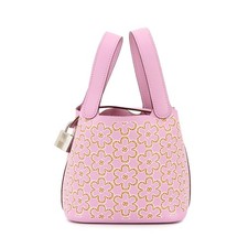 Borsa a mano HERMES Picotin Lock Micro Lucky Daisy Swift Mauve sylvestre...
