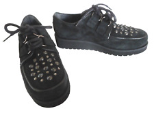 SixtySeven scarpe creeper nere scamosciate stringate borchie flatform nel Regno Unito 3-4 *nuove con etichette
