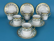 Porcellana Rosenthal Servizio Da Caffè X6 Decorazione Bordo Oro Fiori XX Sec.