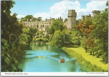 Vintage Postcard Warwick Castle River Avon England Boating