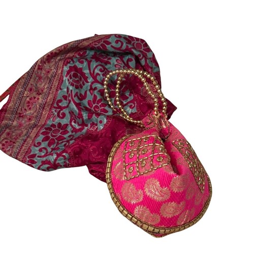 Potli bag seta rosa - , zari