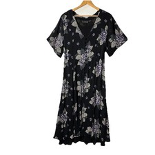 Maxi abito vintage Starina nero floreale stropicciato fata grunge stravagante strega anni 90 M