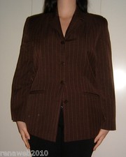 GIACCA DONNA MARRONE GESSATO TAGLIA UK 14 TAGLIE FORTI LEGGI LE MISURE