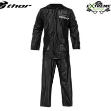 MAGLIA PANTALONE IMPERMEABILE ANTIPIOGGIA THOR MOTO CROSS ENDURO NERO TAGLIA M L