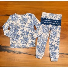 Ruffle Butts Winter Bliss blu bianco toilette camicia top set 3t outfit pigiama pjs 