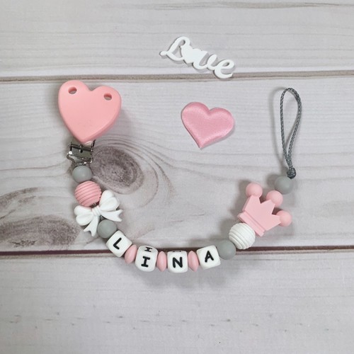 Nuckelkette name pink grey - pink,