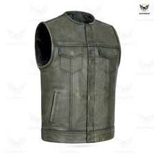 Gilet moto uomo Sons of Anarchy vera pelle di mucca vintage biker club