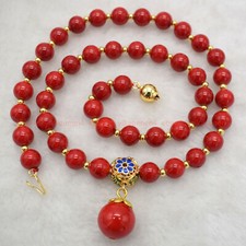 ARTE COLLANA CORALLO ROSSO NATURALE MARI DEL SUD SFERE ORO CIONDOLO MOSAICO ORO
