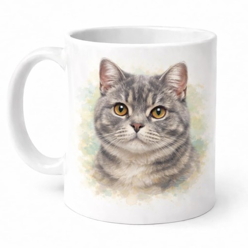 Tazza gatto grigio pelo corto