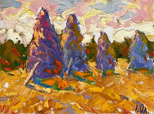 Dipinto olio fienili freschi