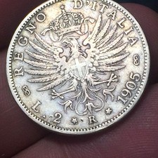 REGNO D'ITALIA 2 LIRE 1905  AQUILA SABAUDA ARGENTO  REGNO D'ITALIA