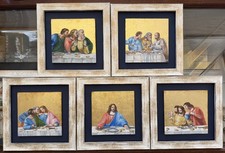 5 Dipinti olio su foglia oro